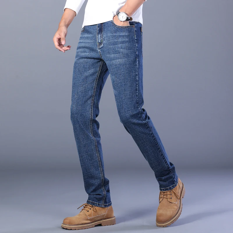 Thoshine Brand Summer Men Thin Jeans Slim Fit Fashion Style Denim Straight Pants Cowboy Casual Trousers Lightweight