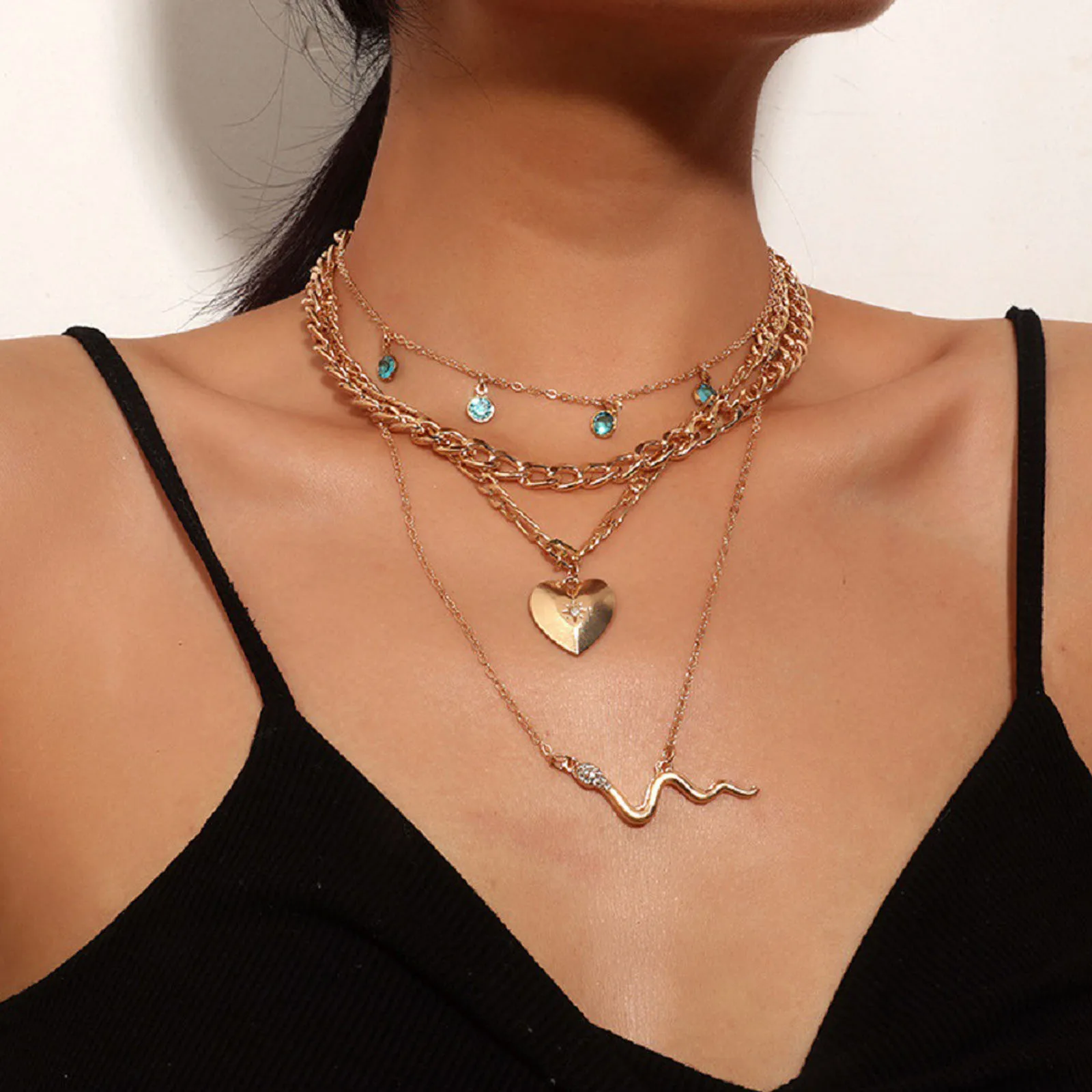 

Punk Snake Necklaces Layered Evil Eye Chokers for Woman Snake Chain Pendant for Girls Evil Eye Jewelry