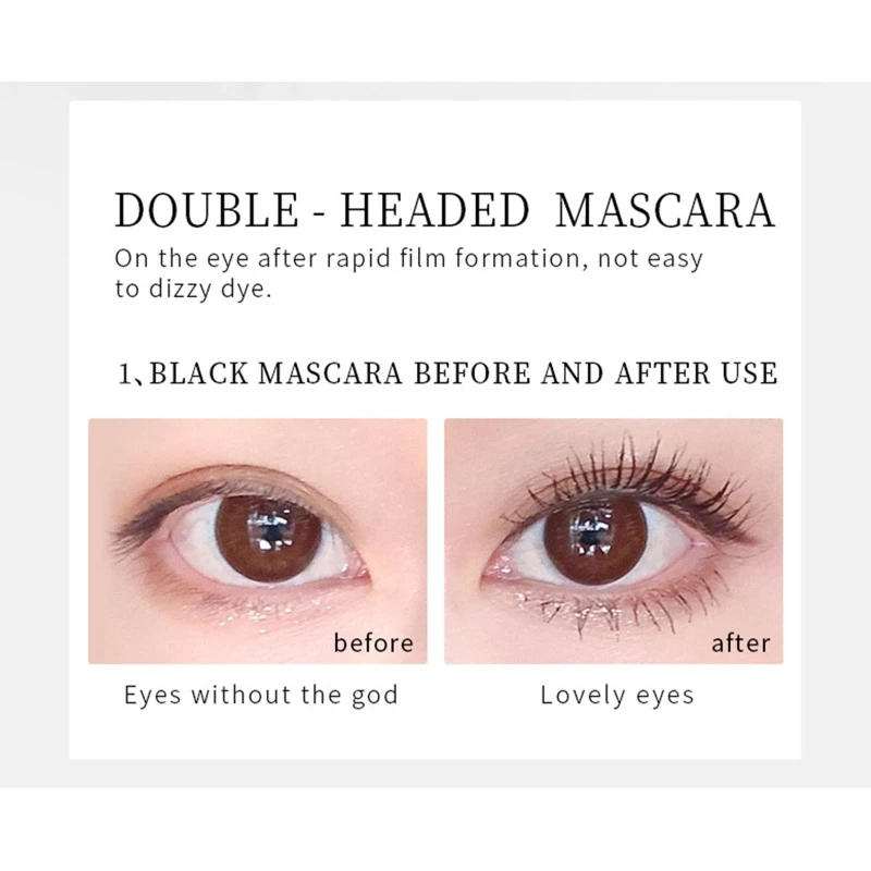 

Dual Head 2in1 Mascara Glitter Mascara+Black Mascara Waterproof Sparkling Eyes Makeup Volume 4D Silk Fiber Lash Mascara