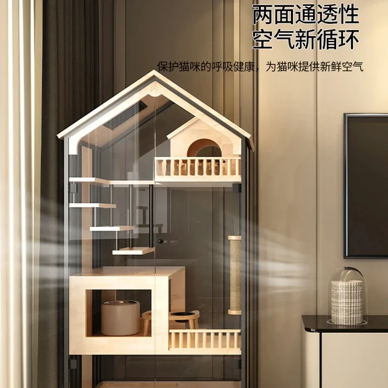 Кошачий домик клетка для кошек вилла резиновая из массива дерева роскошная