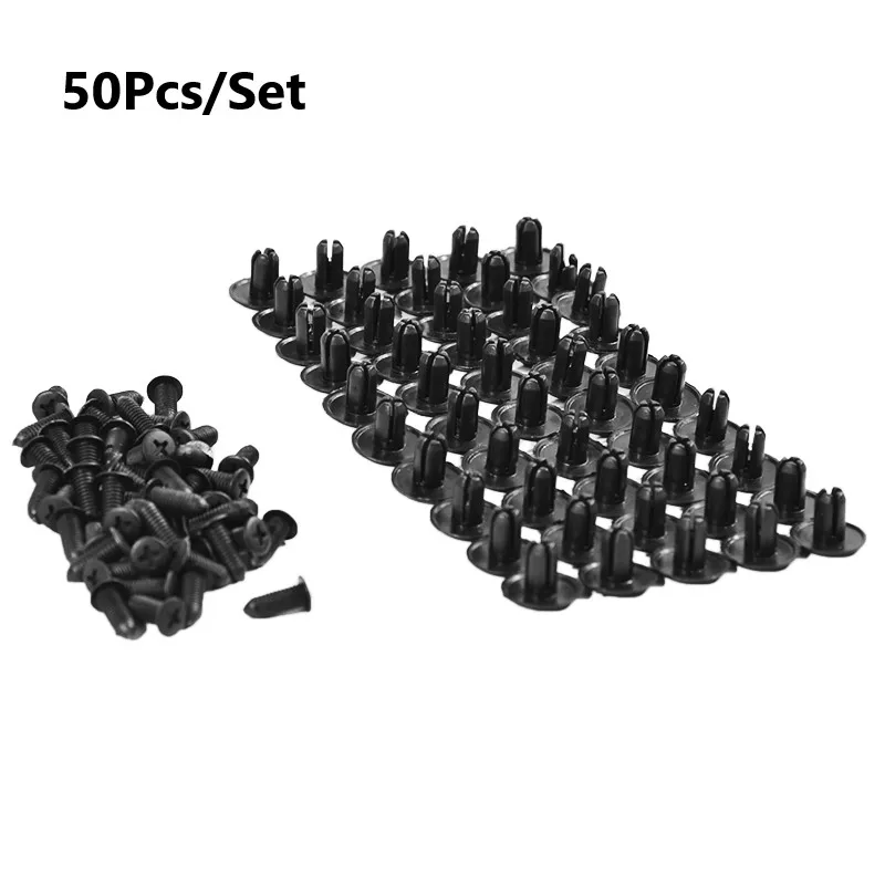 

50Pcs/Set 8mm Auto Bumper Fastener 6mm Hole Rivet Retainer Push Engine Cover Car Door Trim Panel Hole Clip Fasteners