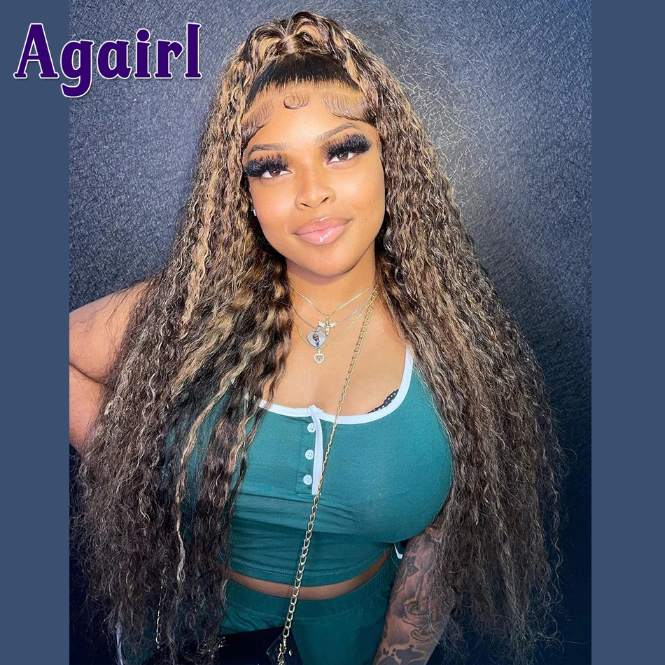 200% Highlight 30 Jerry Curly Human Hair Wigs 13X6 Water Wave Lace Frontal Wig Highlight Blonde Kinky Curly 5X5 Lace Closure Wig