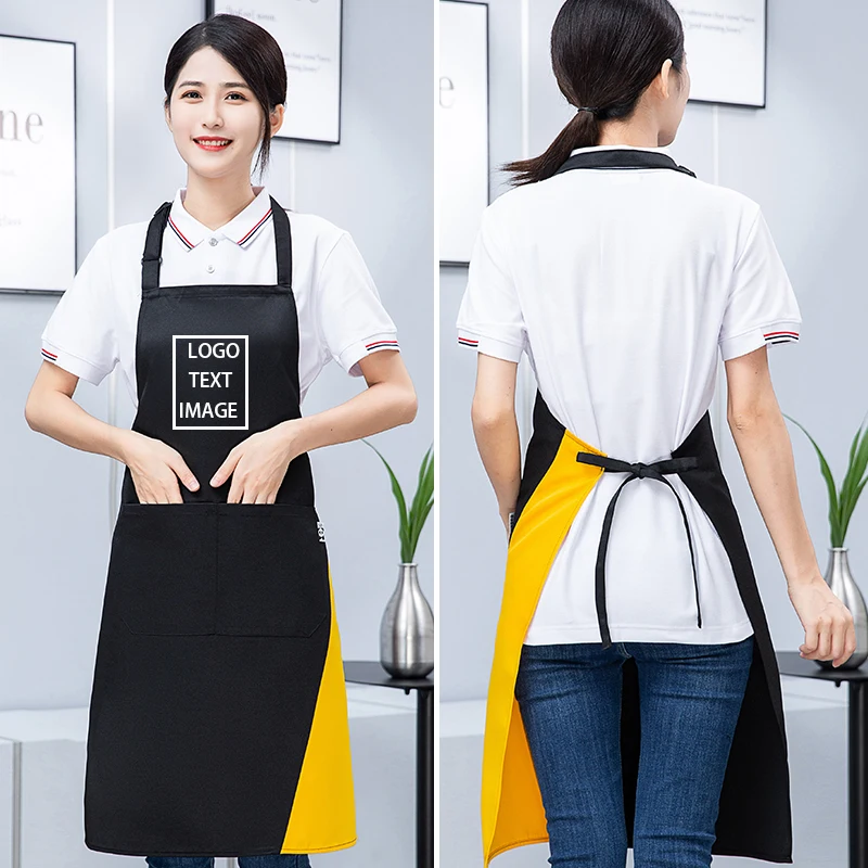

New Year Apron Customization Gift Waterproof Kitchen Apron for Mother and Father Catering Work Smock Waiter Uniforms Logo Design