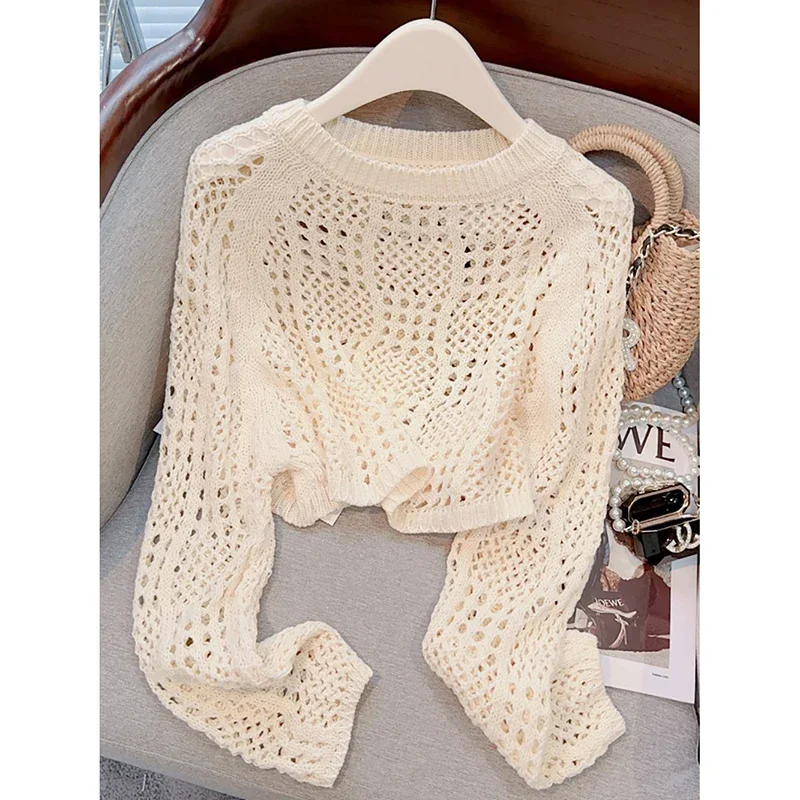 Женская мода трикотаж с длинными рукавами новый летний короткий солнцезащитный