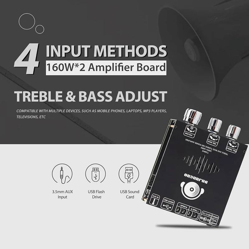 Плата усилителя мощности DAJUNGUO T160HS с Bluetooth сабвуфером 2 0 каналов 160Wx2 TDA7498E цифровой