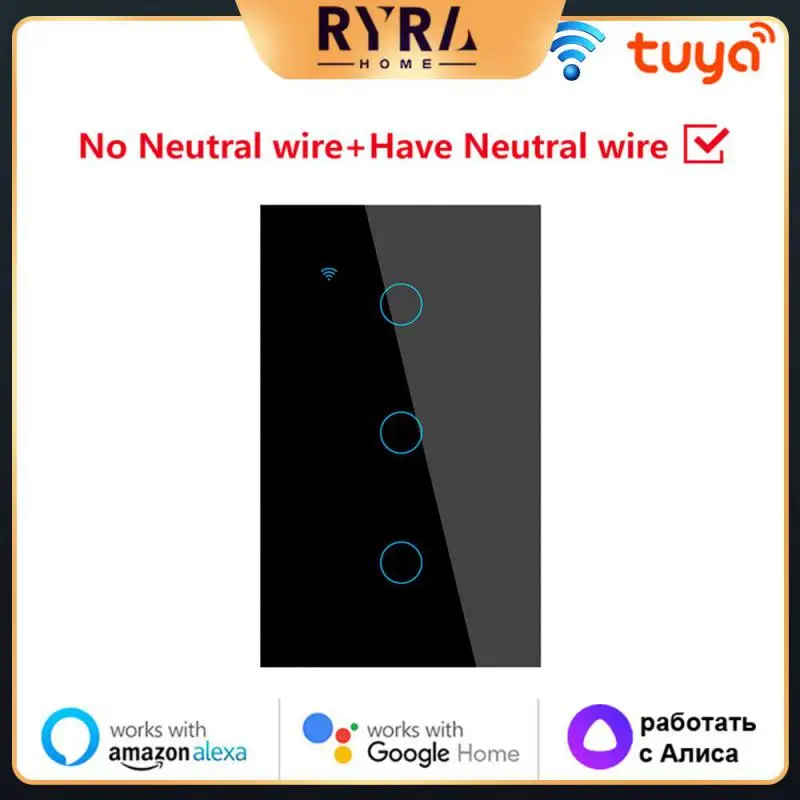 

Multi-function Smart Remote Control Tempered Glass Tuya Wif Touch Switch Neutral Wire/no Neutral Wire Support Alexa Google Home