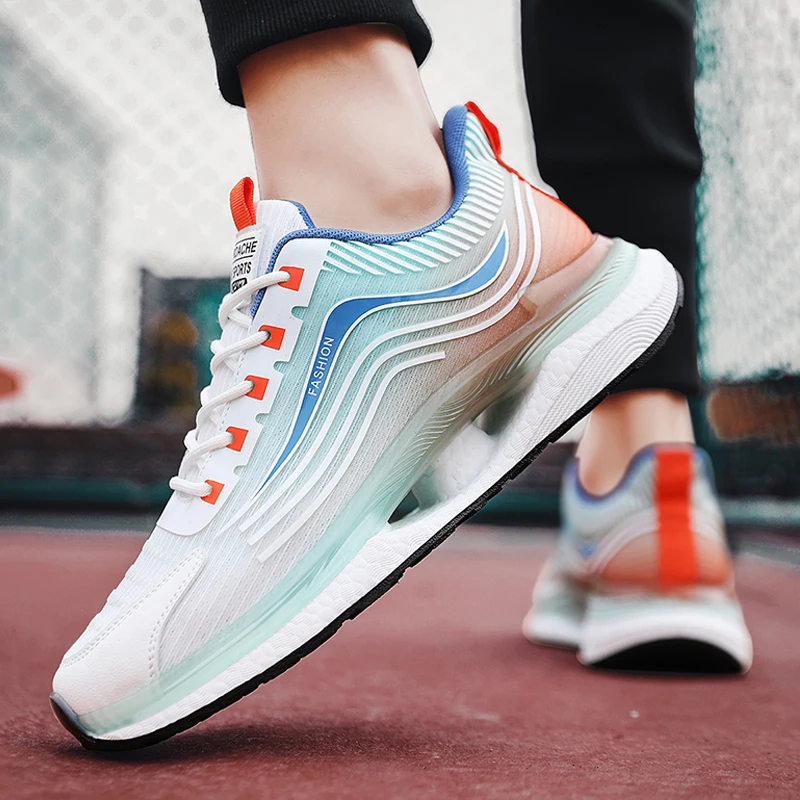 Men's Road Running Shoes Lightweight Tennis Shoes Non Slip Gym Workout Shoes Breathable Mesh Walking Sneakers Zapatillas Hombres