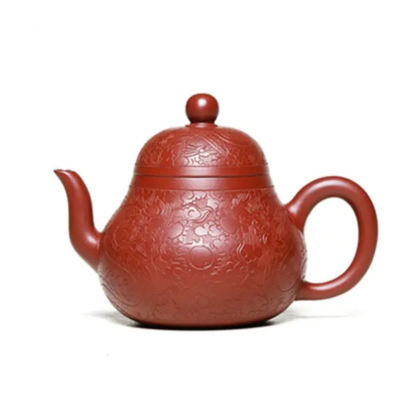 

170ml Yixing Handmade Purple Clay Teapots Hand Carved Dragon Pattern Tea Pot Raw Ore Dahongpao Mud Kettle Chinese Zisha Tea Set