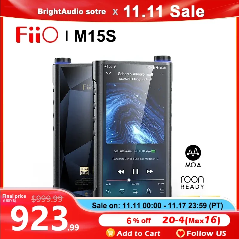 Портативный музыкальный плеер FiiO M15S, Android 10, Hi-Res звук без потерь, MP3, чип ЦАП MQA ES9038PRO, Snapdragon 660, Bluetooth 5,0 LDAC