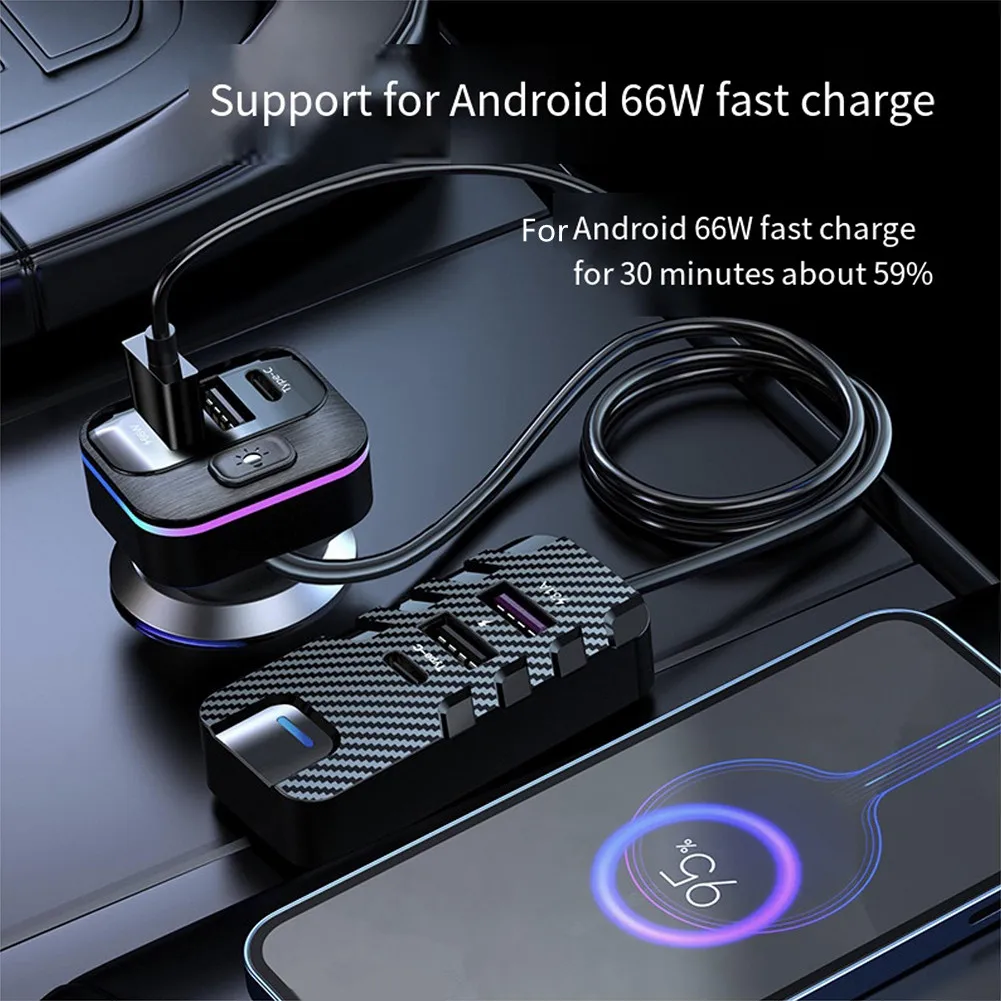 Зарядное устройство USB для автомобиля 66 Вт быстрая зарядка