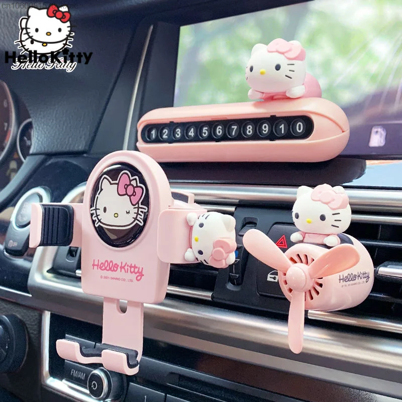 

Y2k Sanrio Hello Kitty Gravity Car Navigation Bracket Mobile Phone Support Air Outlet Aromatherapy Cute Pink Stablize Good Heat