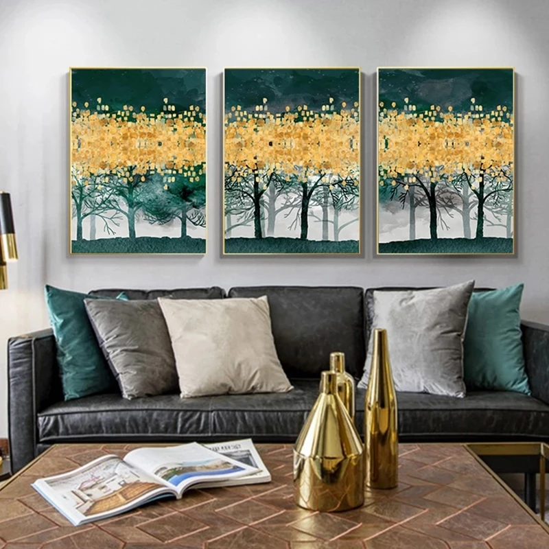 

Nordic Paintings Wall Art HD Printed Gold Foil Poster Modular Luxury Canvas Abstract Home Decoration Pictures For Living Room