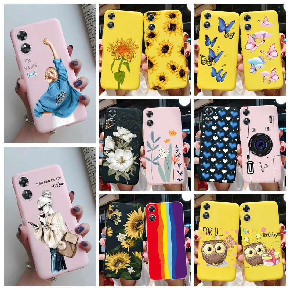 Для Oppo A17 чехол CPH2477 милый мультяшный чехол с подсолнухами для девочек  мягкий силиконовый чехол для телефона для Oppo A17K OppoA17 A 17 K Чехлы  бампер | AliExpress