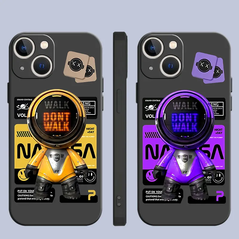 

Case For Apple iPhone 14 13 11 12 Pro 7 XR X XS Max 8 Plus 6 6S SE 2022 13Pro Black Soft Phone Funda Cartoon Astronaut Luxury