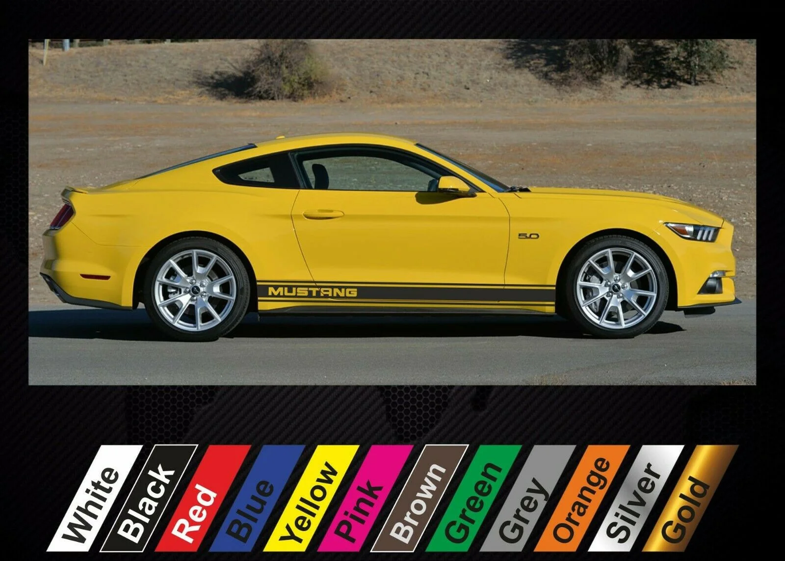 

For x2 stickers Ford Mustang GT 2015 graphics side stripe decal sticker #2