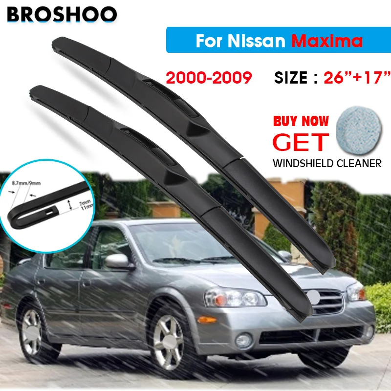 

Щетка стеклоочистителя для Nissan Maxima 26 "+ 17" 2000-2007 2008 2009 стеклоочистители для лобового стекла лезвия для мытья окон подходят для U Hook Arms