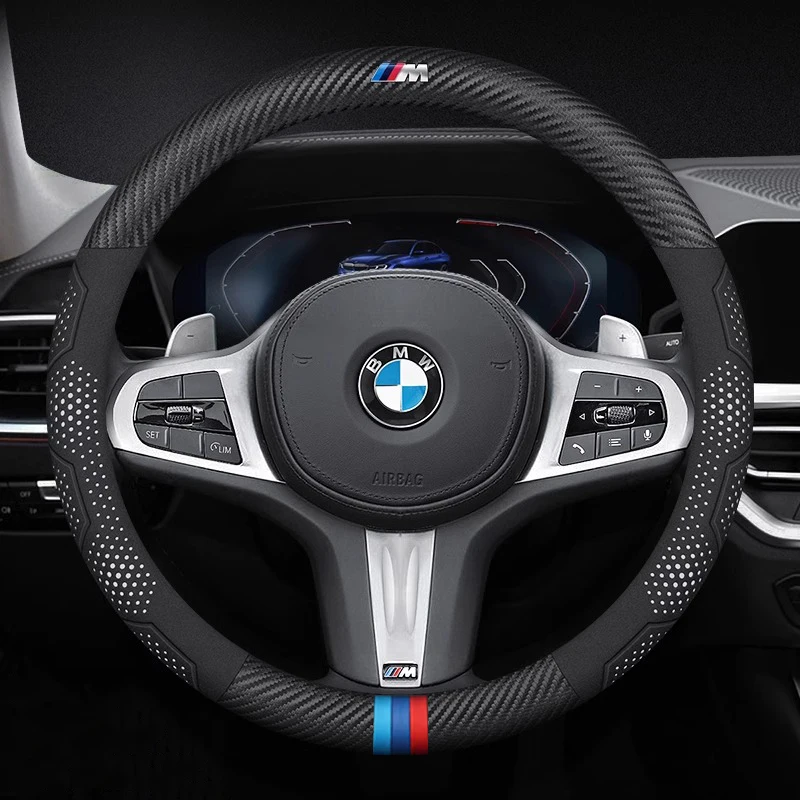 Фото Чехол на руль из карбона и кожи для BMW M E39 E46 E60 E70 E87 E90 F10 F15 F20 F25 F30 G05 G20 G30 X1 X3 X4 X5 X7 M2 M3 №1