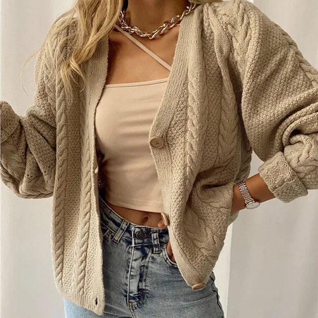 Casual White Sweater Women 2021 Autumn / Winter Kintted Wear Solid Color  Twist Button Cardigan Sweater Women Full Knit Cardigans - купить по  выгодной цене | AliExpress