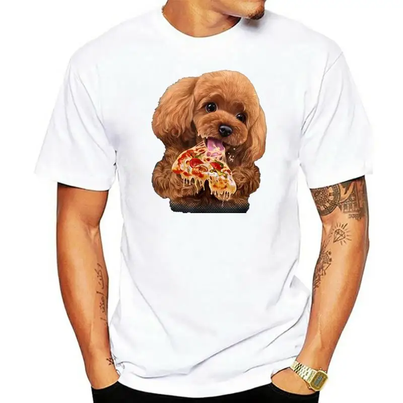 

Hungry Poodle Puppy Devouring Pizza, Dog - T-Shirt