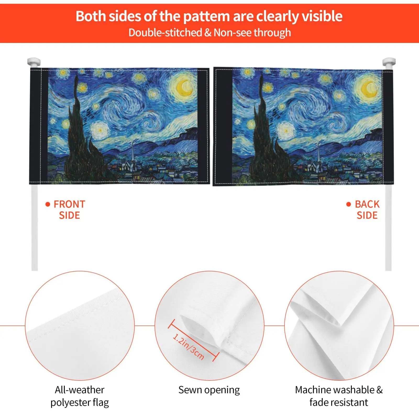 Звездная ночь от Винсента Ван Гога наружный декор флаг автомобиля 514 звездная