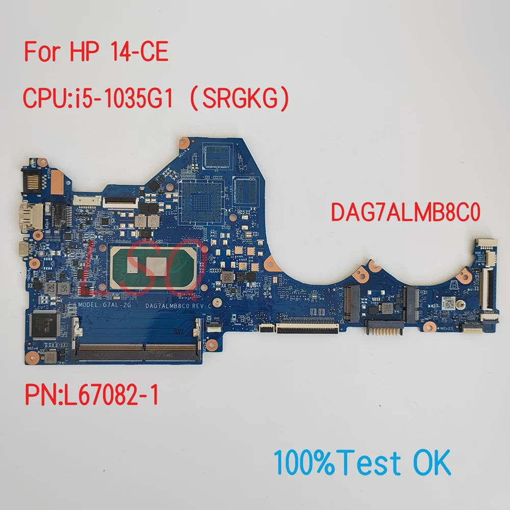 

DAG7ALMB8C0 For HP ProBook 14-CE Laptop Motherboard With CPU i5-1035G1 PN:L67082-1 100% Test OK