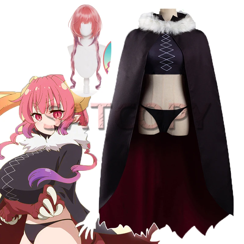 

Костюм горничной мисс Кобаяси из аниме «Maidragon» для косплея, одежда Ilulu, верх, штаны, плащ, парик