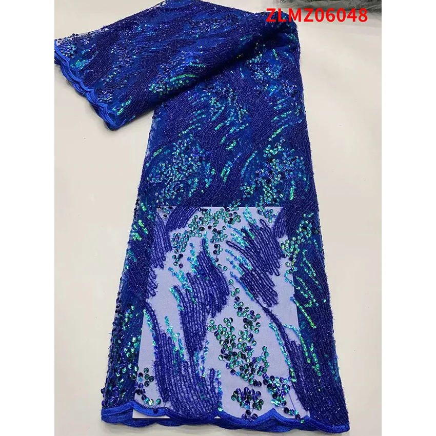 

2022 Flower Style African Nigerian printed lace netting perforated lace fabric Wedding Dress ZLMZ06048