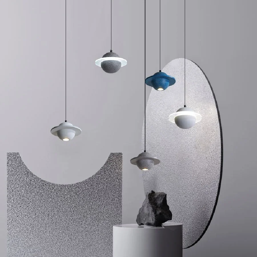 

Minimalist Modern LED Pendant Light White/Blue/Gray Kitchen Island Resin Hanging Lamp Dining Room Beroom Bedside Deco Luminaires