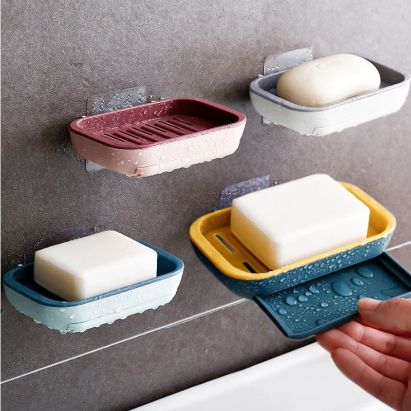 

Suction Cup Soap Dish Bathroom Products Porte Salle De Bain Boite Savon Gadget Box Mini House Accessories Wall Holder Kitchen