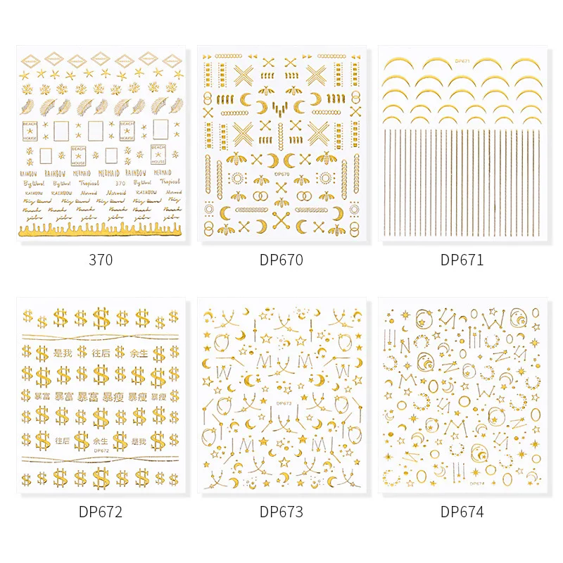 Arrival Nail Stikers Gold Silver 3D Sticker Strips Mixed DIY Foil Nails Decorations Decals Stickers Designer Studio | Красота и