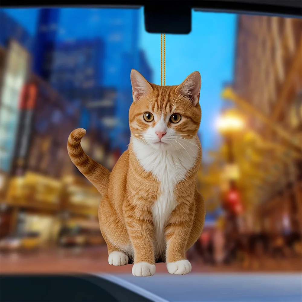 2D акриловая подвеска с плоской печатью, милый кот, домашнее дерево, окно, подвесной декор, подарок, автомобильный рюкзак для любителей домашних животных, украшение в виде животного