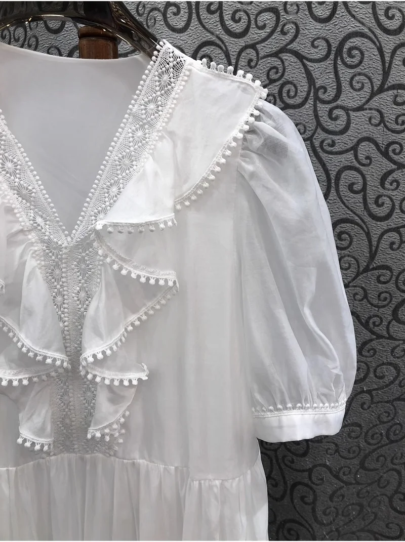 Женское пляжное платье с V-образным вырезом и оборками