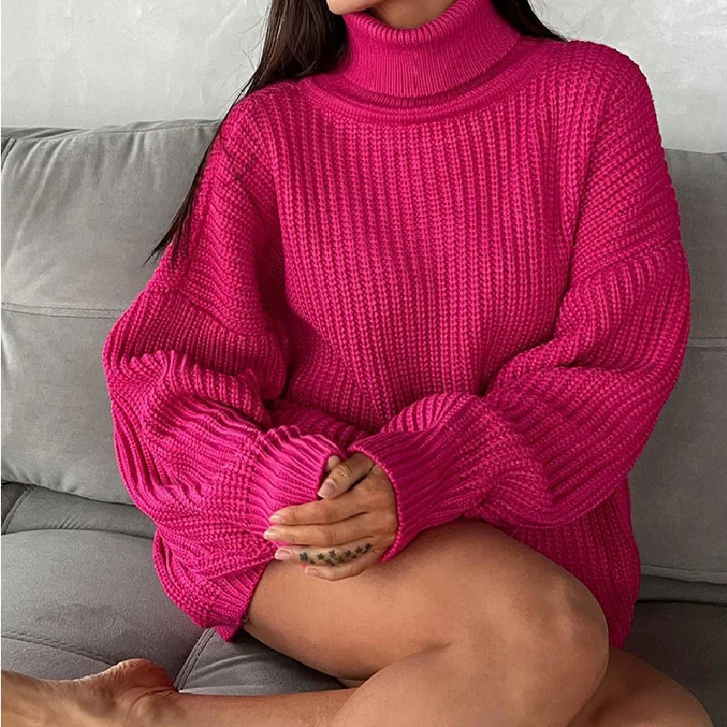 

Winter Turtleneck Women Sweaters Knit Oversized Women Winter Sweaters New Fashion Long Sleeve Solid Designer Women's Pullover