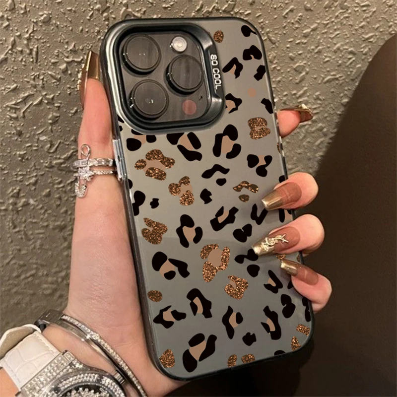 Роскошный гальванический серебристый чехол IMD с леопардовым принтом для