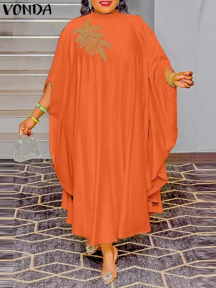 

Богемный сарафан VONDA, летнее женское винтажное длинное платье макси, новинка 2023, повседневное свободное платье составного кроя с принтом 3/4 и рукавом летучая мышь для женщин