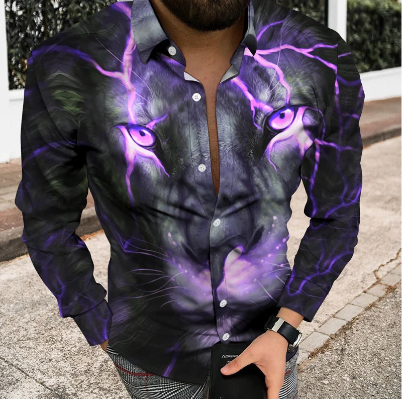 

Summer New Comfortable 3D Shirts Long Sleeve Lion 2022 Fashion