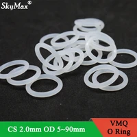 10pcs vmq o ring seal gasket thickness cs 2mm od 5 90mm silicone rubber insulated waterproof washer round shape white nontoxic
