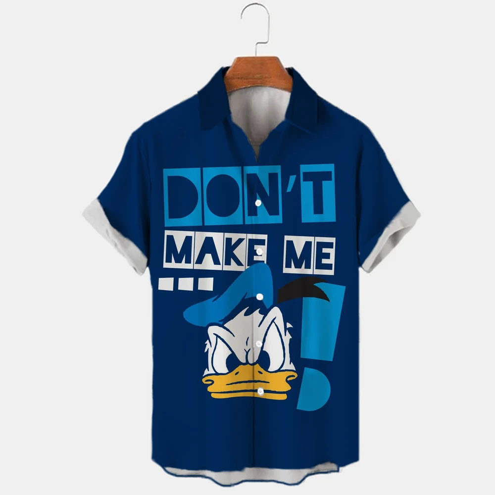 

Disney Summer 2022 Cartoon Style 3D Donald Duck Print Men's Shirt Hawaiian Beach Shirt Casual One Button Anime Shirt 5XL Top