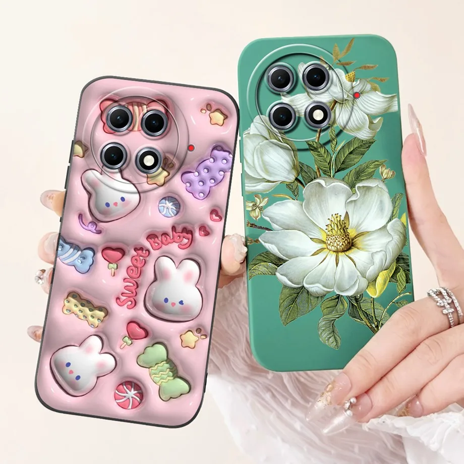 For Tecno Camon 30s Pro Phone Case CLA5 Soft Matte Liquid Silicone Back Cover Love Heart Girly Flower Painting Fundas
