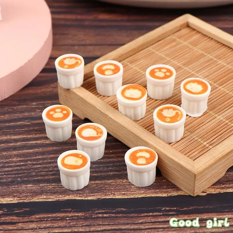 

10Pcs 1:12 DollHouse Miniture Mini Food Latte Art Coffee Drink Cup Bottle Tableware Mold For Doll DIY Kitchen Decor Accessor