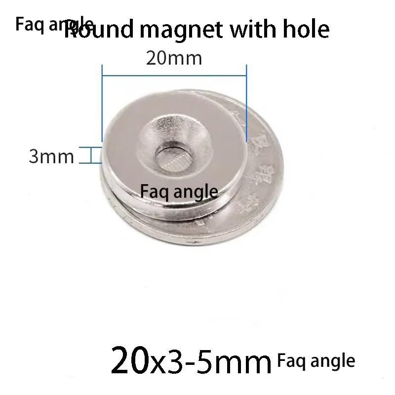 

20x3-5mm Round With Hole Strong Magnet Super Powerful Neodymium Magnets N52 Magnet for Fridge Imas Magnetic Ement Imanix Magneat