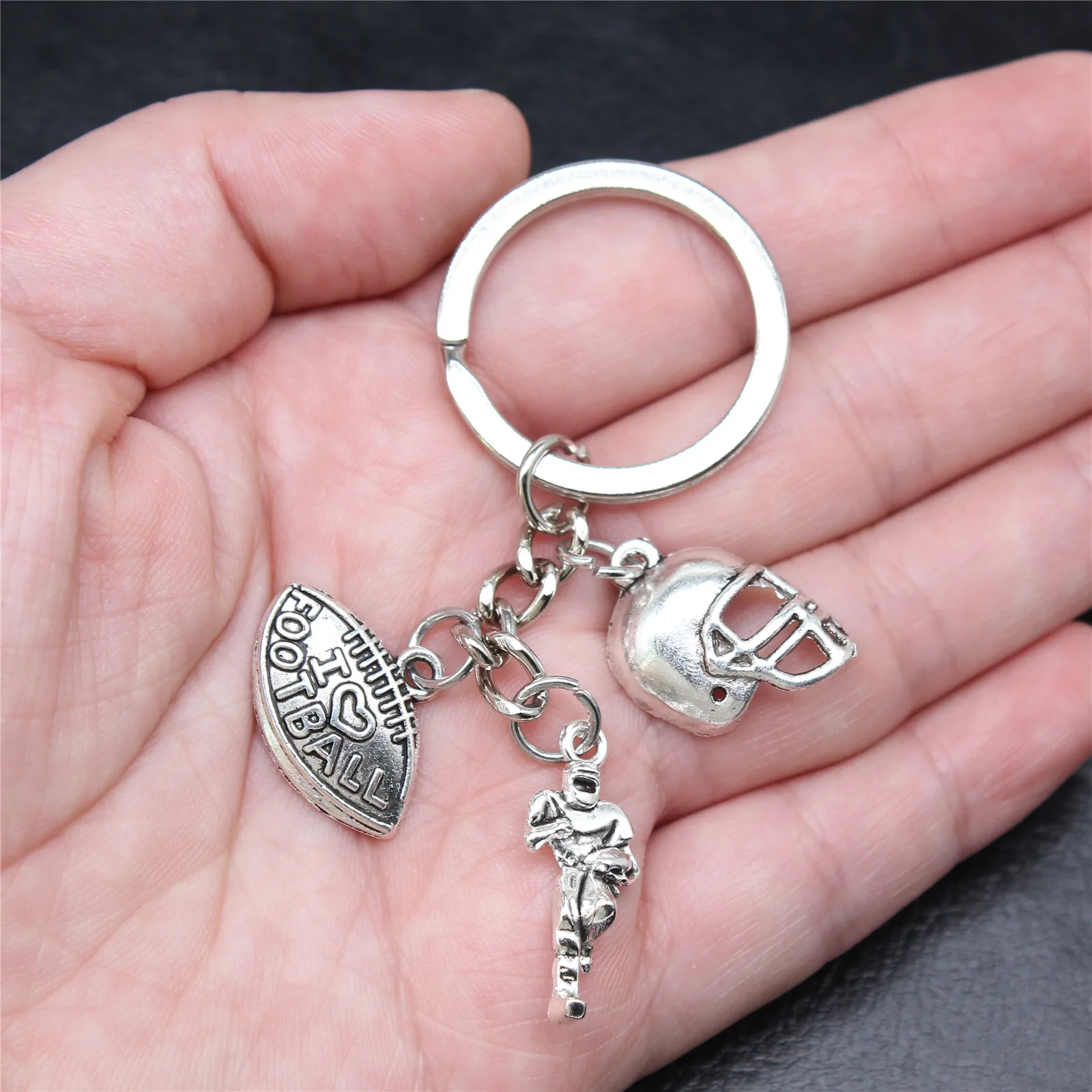 

Sporty Football, Helmet Stainless Steel Keyring Key Chain Charms Women Jewelry Accessories Pendant Gifts Fashion