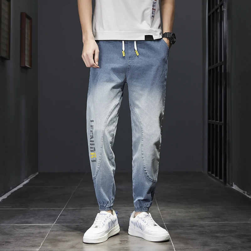 

Spring and Summer Fashion Jeans Micro Stretchable Elastic Mixed Color Drawstring Pockets Outdoor Daily Trip Casual Man Pants