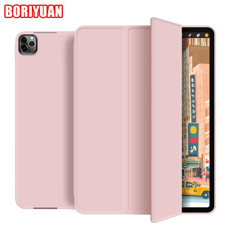 Silicone Soft Shell Leather Protective Case Pen Slot for IPad 9 Air1 2 4 10.9 Pro9.7 Mini5 6 10.2 Pro11 12 2018 2020 2021 Case