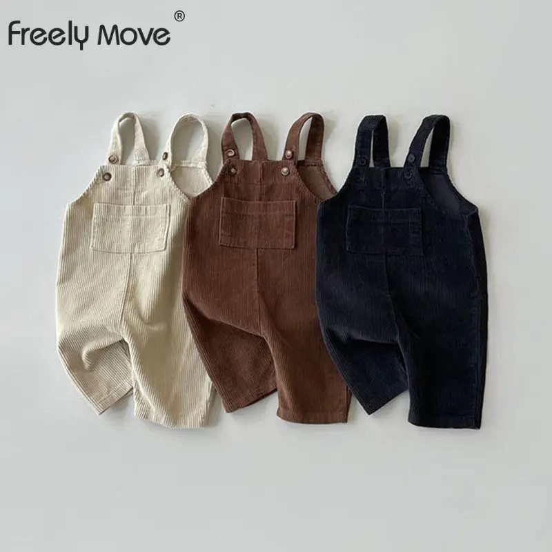 

Freely Move Casual Baby Boy Solid Overalls Child Pants Infant Jumpsuit Children's Clothing Kids Overalls Autumn Girls Outfits