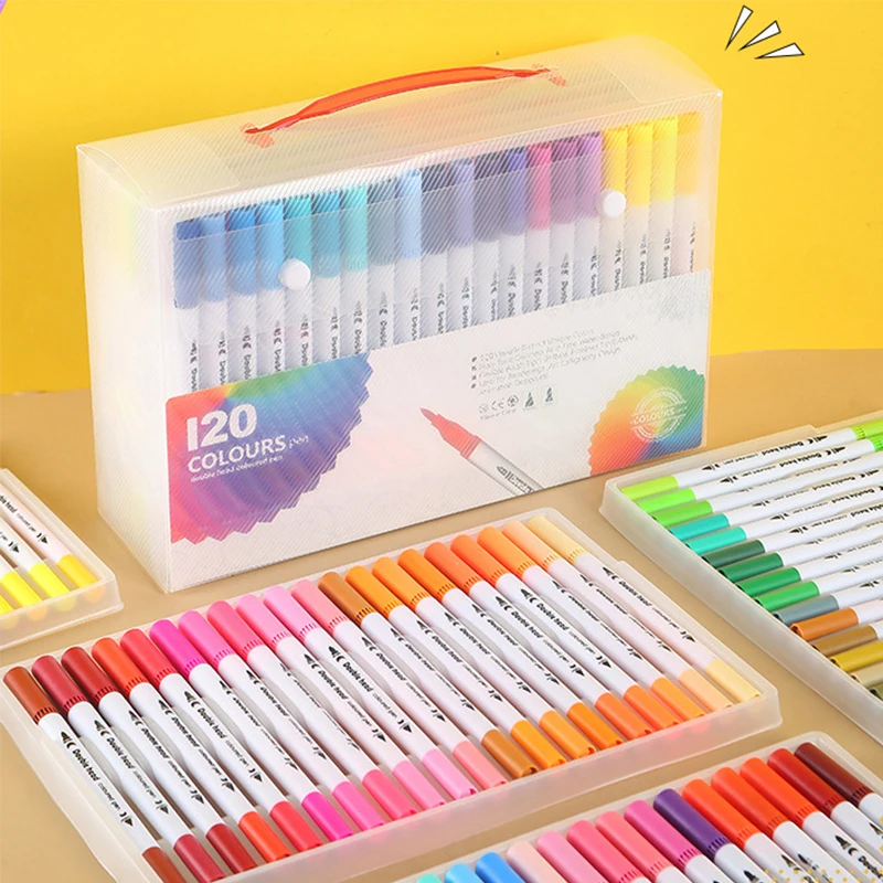 Set  Brush Dual Tip Fineliner Drawing Calligraphy Painting