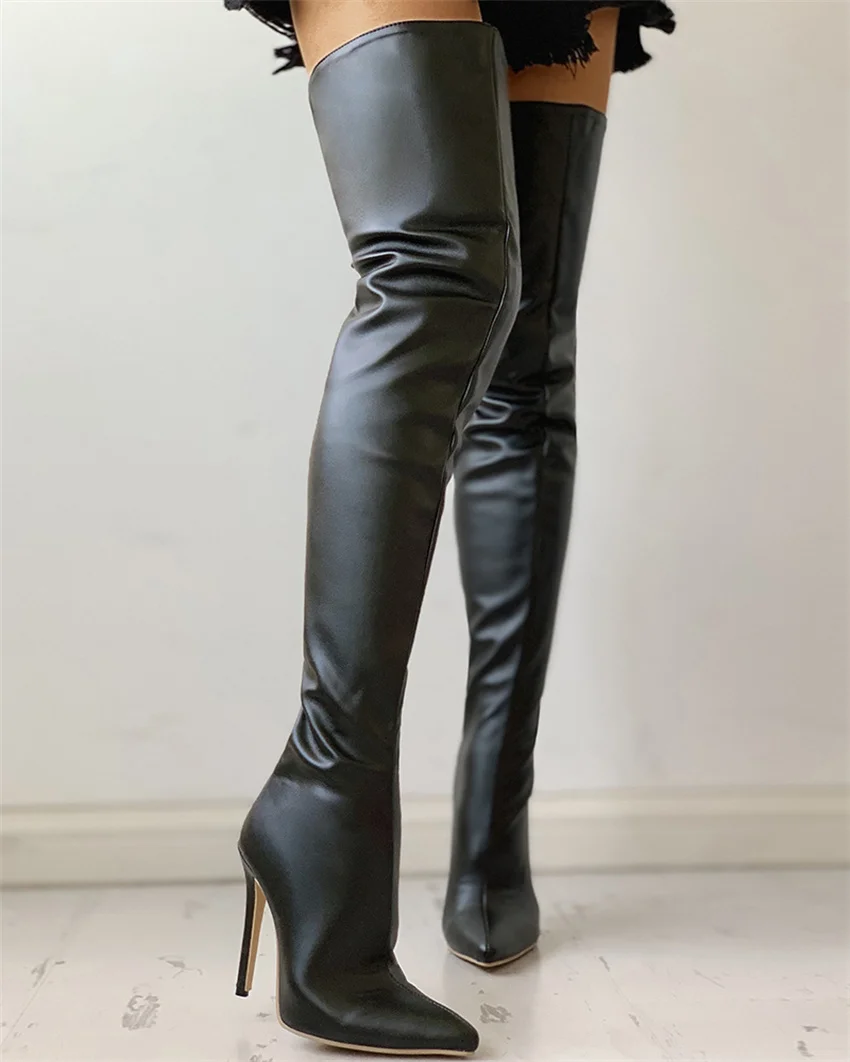 Women's Boots Trend 2023 Ladies Patent Leather Over The Knee Boots High Heel Sexy Large Size Stiletto Women Boots Free Shipping
