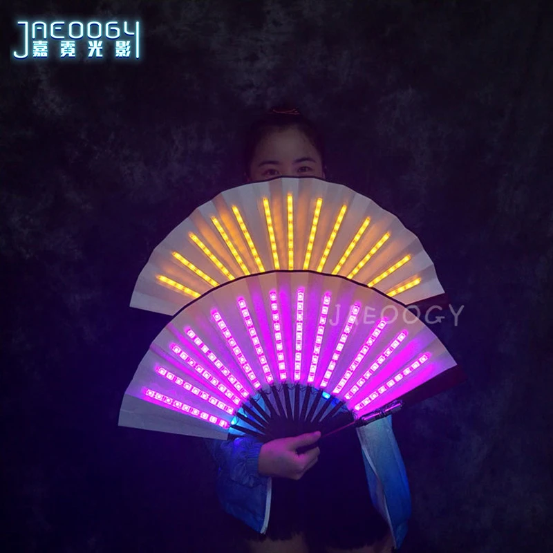 

Free Shipping LED Fan Stage Performance Dancing Lights Fan Night Show Singer DJ Fluorescent Costumes Halloween Party Gifts