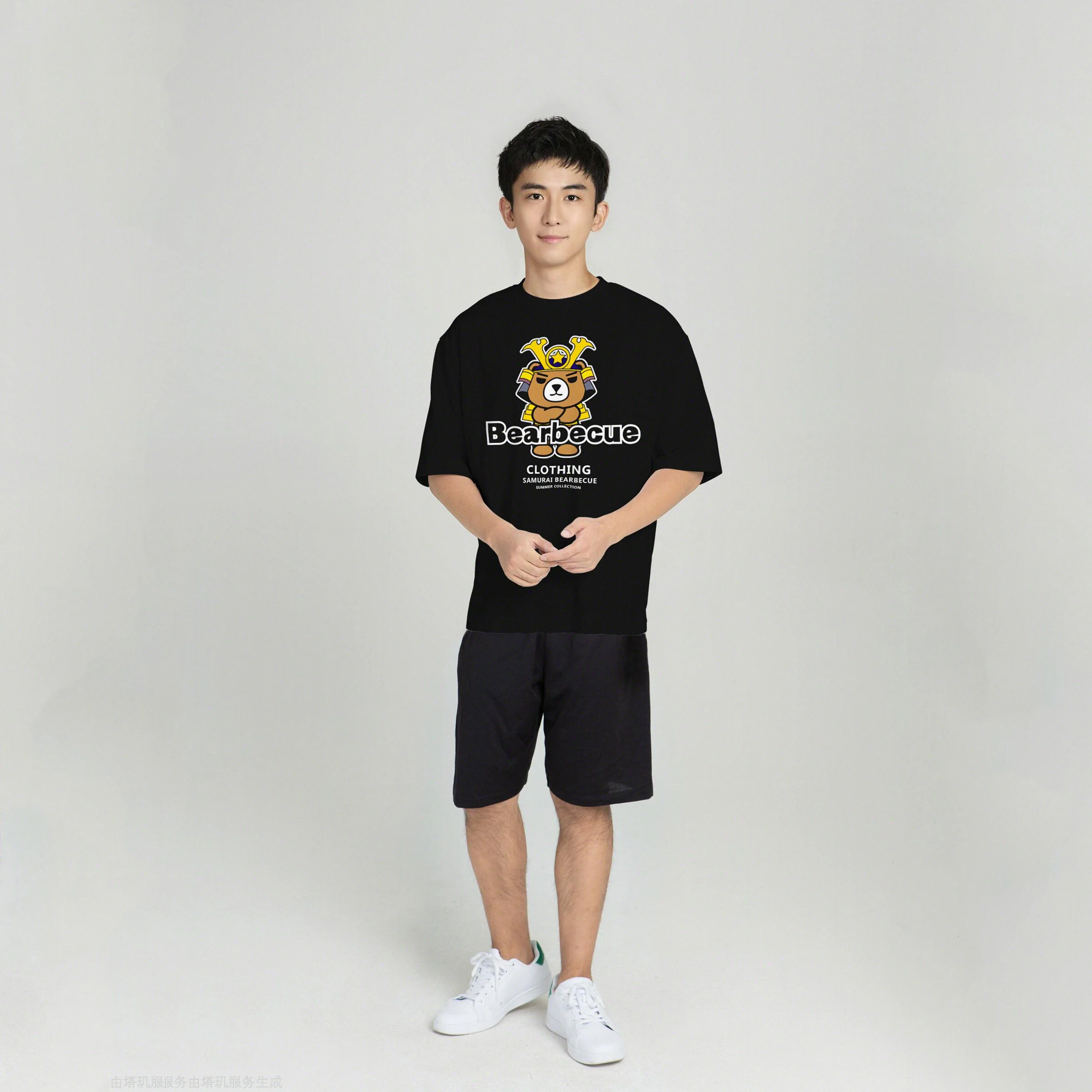 

2022 New Bearbecue Spring And Summer Fashion Print Cotton Plus Size Men's Short-Sleeved T-Shirt