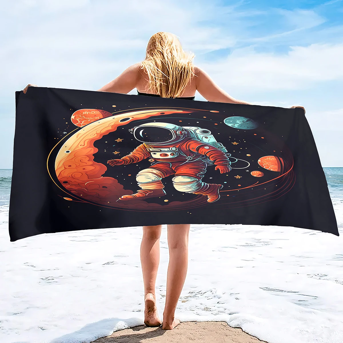 

Panda Microfiber Astronaut Beach Towel Cool Summer Seaside Surfing Quick Dry Lightweight Bath Swim Towels for Traveling Beach